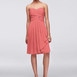 Davids Bridal Short Strapless Bridesmaid dress